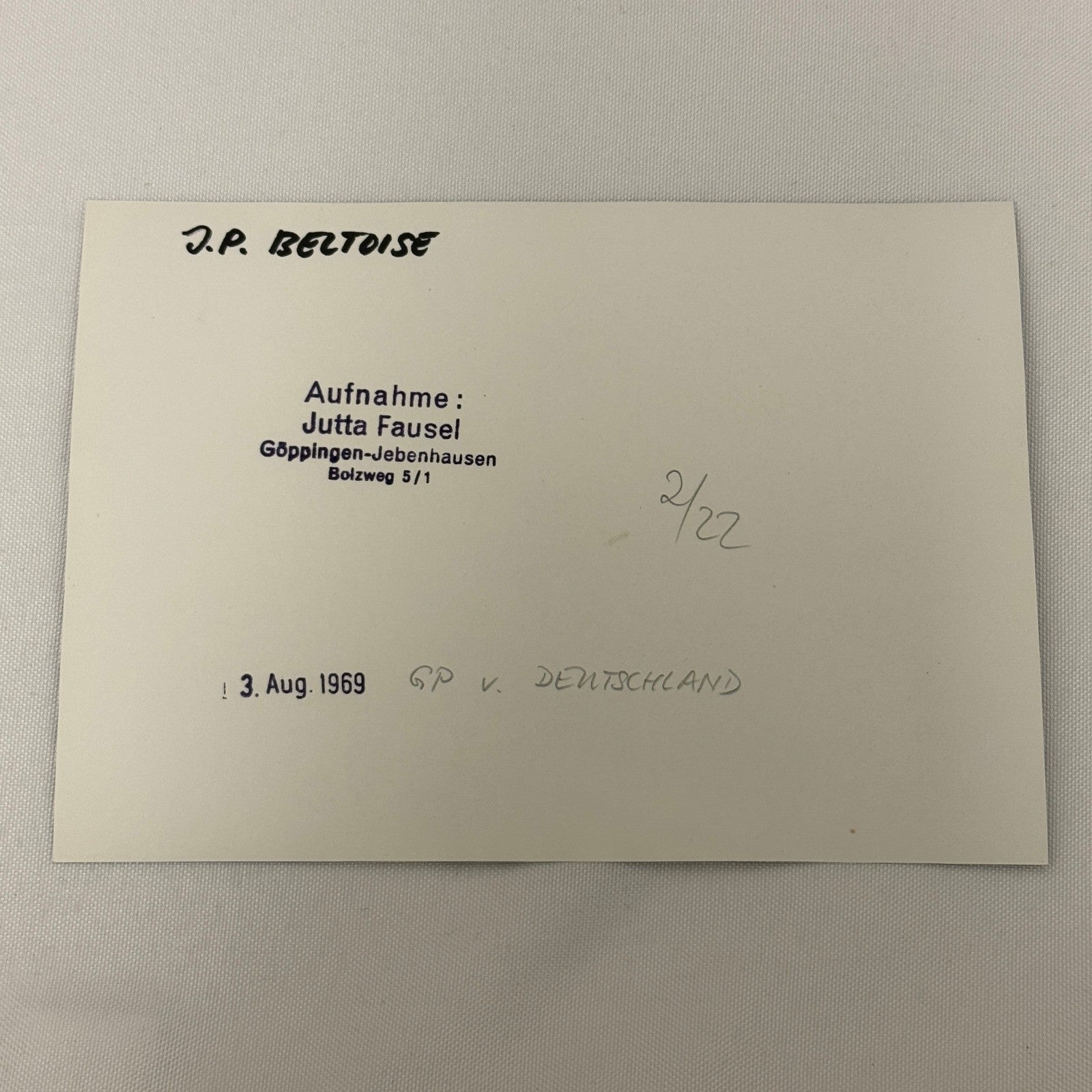 Vintage Racing Photo JP Beltoise 1969 German Grand Prix Motorsport Photograph