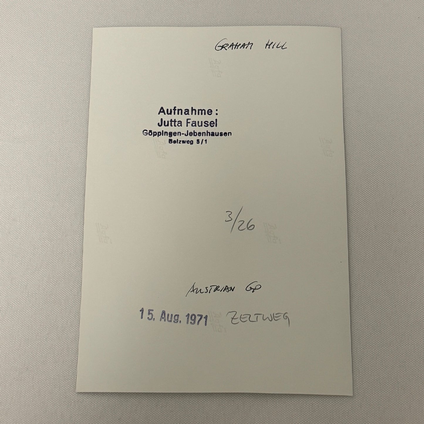 Vintage Racing Photo 1971 Austrian Grand Prix Graham Hill Motorsport Photograph