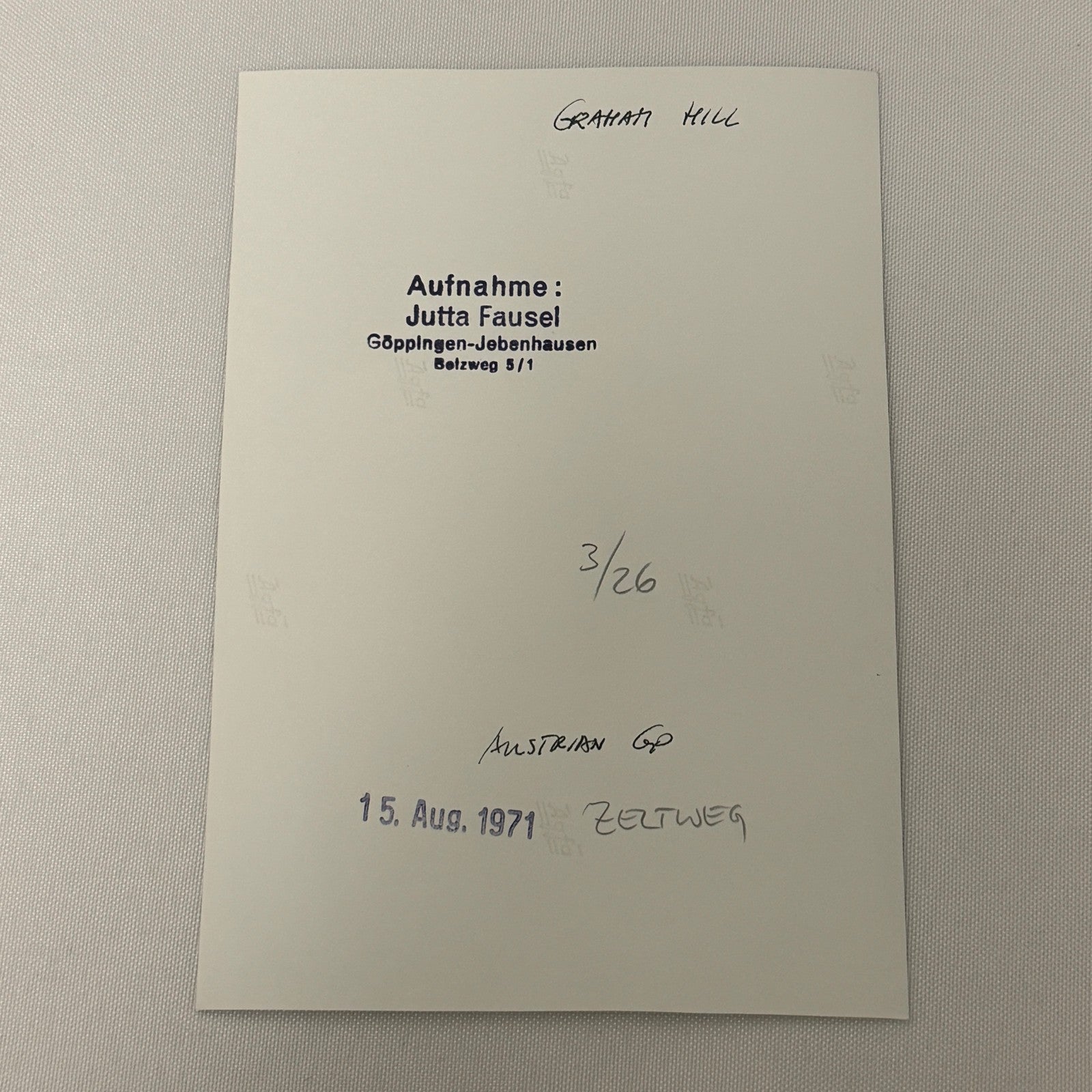 Vintage Racing Photo 1971 Austrian Grand Prix Graham Hill Motorsport Photograph