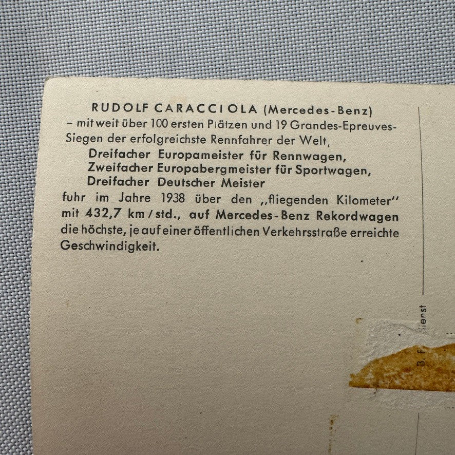 Rudolf Caracciola Mercedes Benz Racing Car Photo Postcard Post Card German
