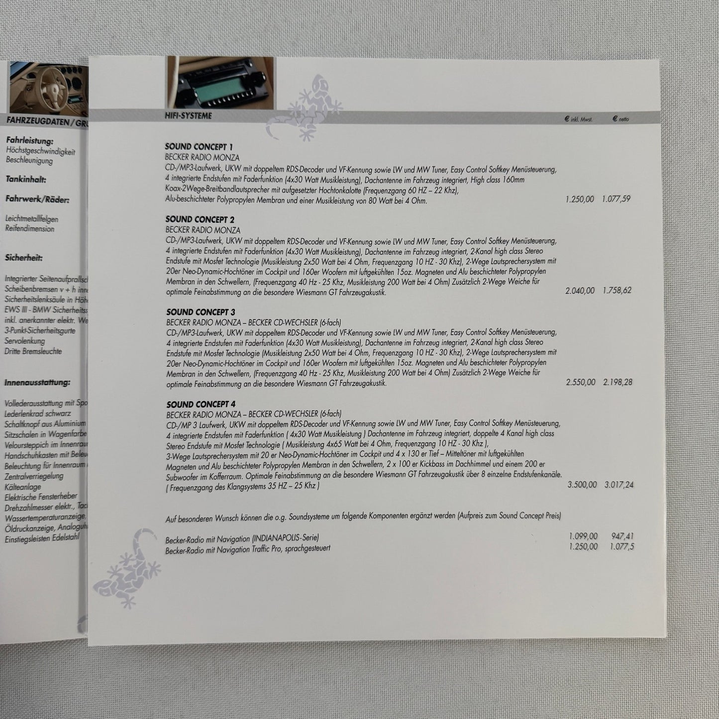 2005 Wiesmann GT Brochure Catalog Sports Car GERMAN Text