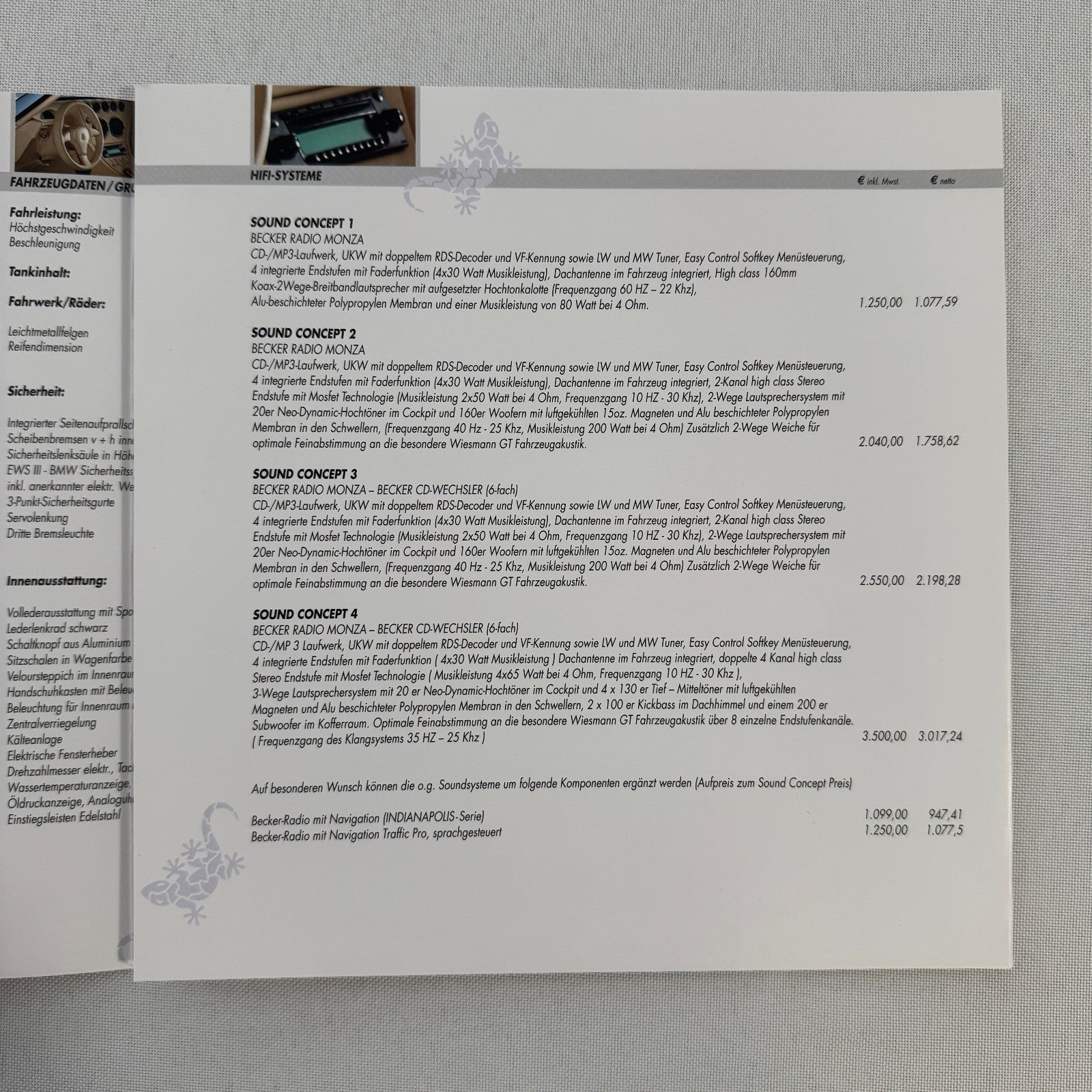 2005 Wiesmann GT Brochure Catalog Sports Car GERMAN Text