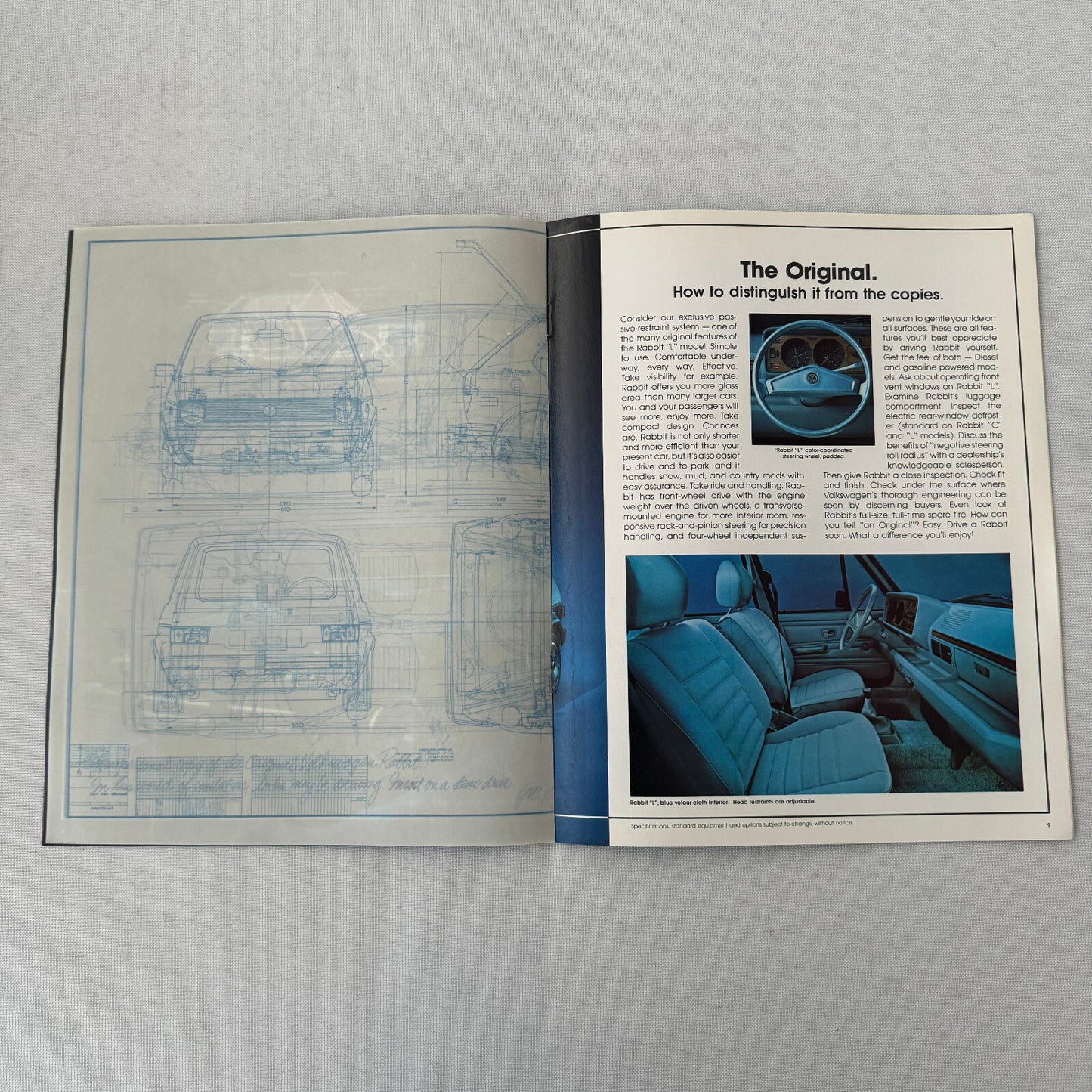 1980 Volkswagen VW Rabbit Car Sales Brochure Catalog Coupe Sedan Convertible