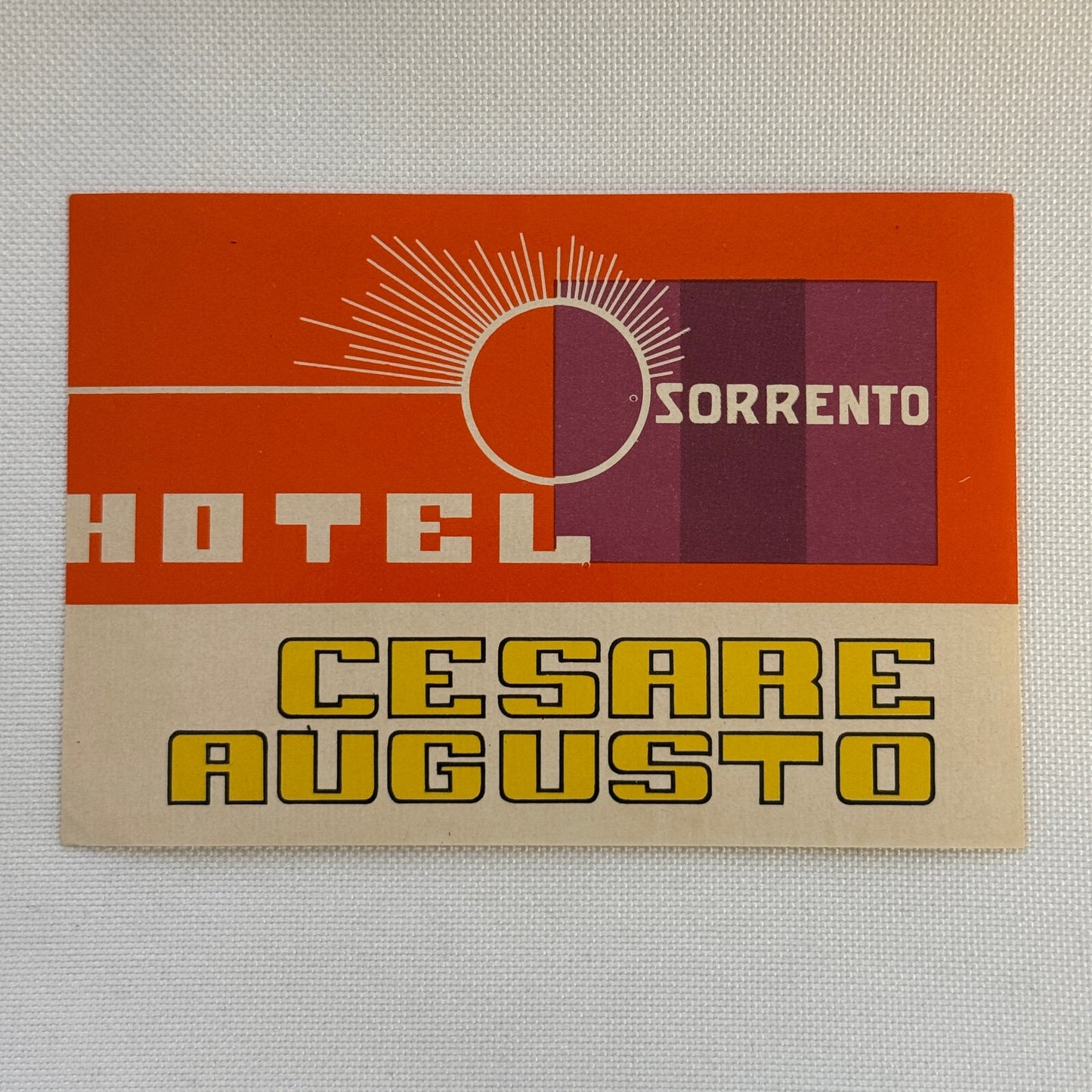 Vintage Travel Luggage Label Hotel Cesare Augusto Sorrento Italy Italian