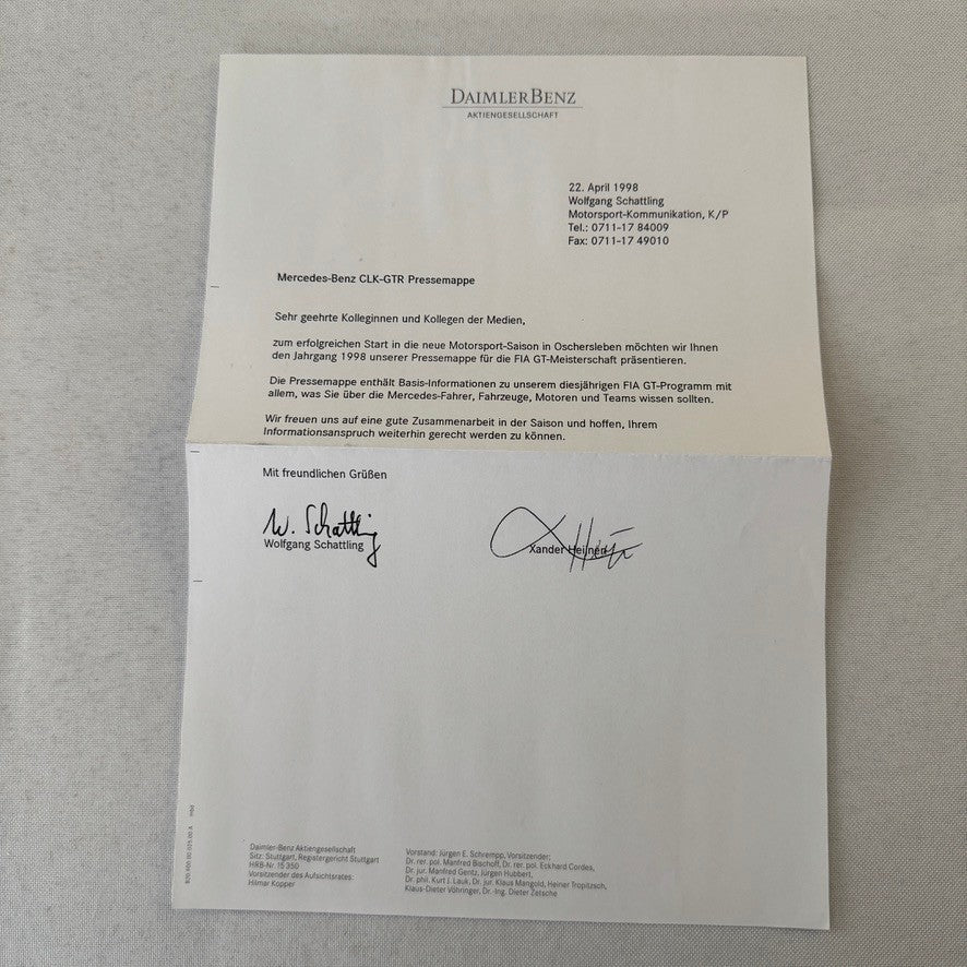 1998 Mercedes CLK GTR GT Racing Press Kit Photos Mark Webber Driver GERMAN