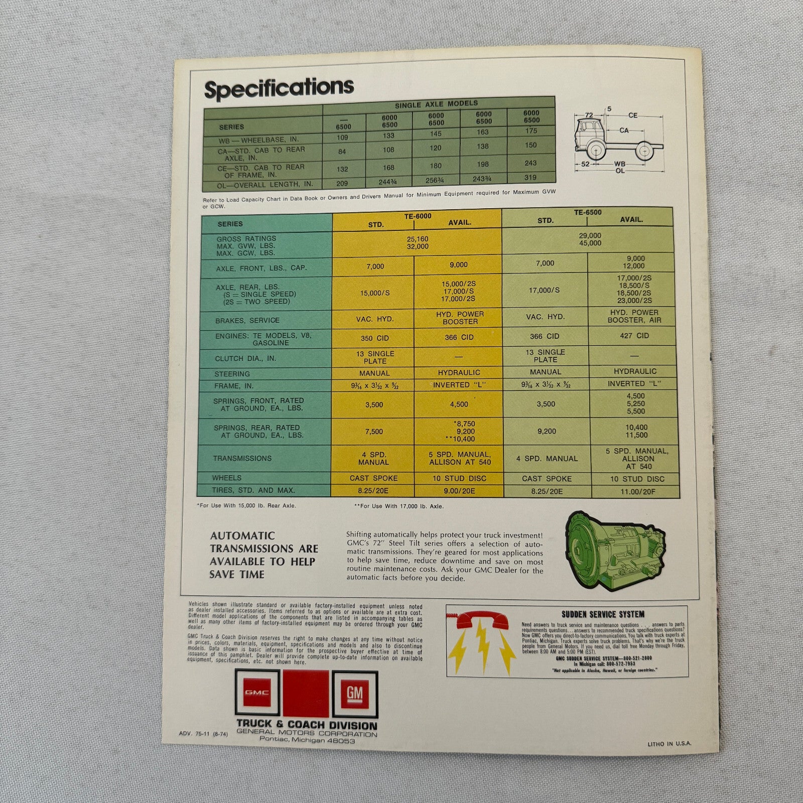 GMC 72" Steel Tilt Cab Sales Brochure Catalog Advertising Garbage Truck +