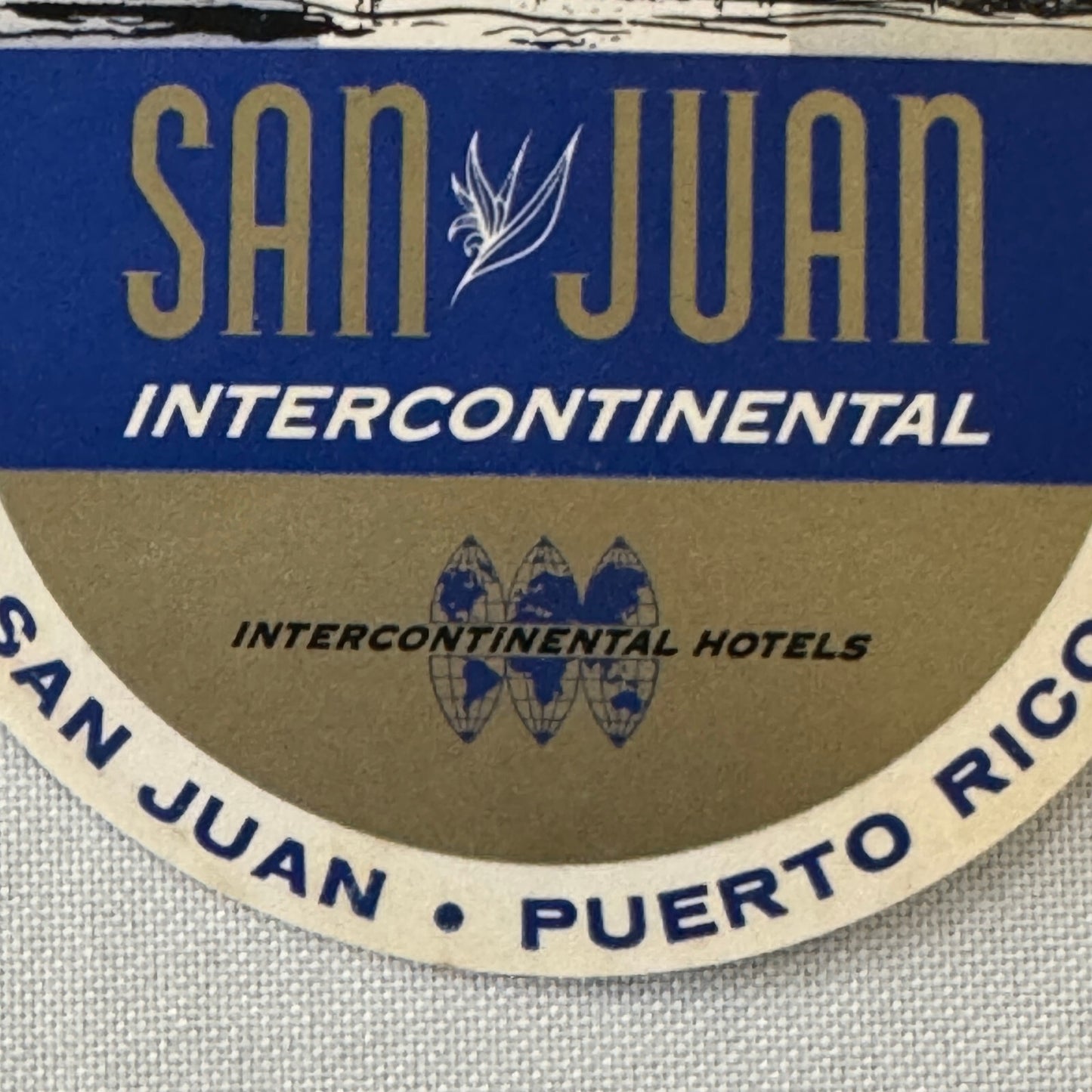 Vintage Hotel Travel Label San Juan Puerto Rico Intercontinental Hotel