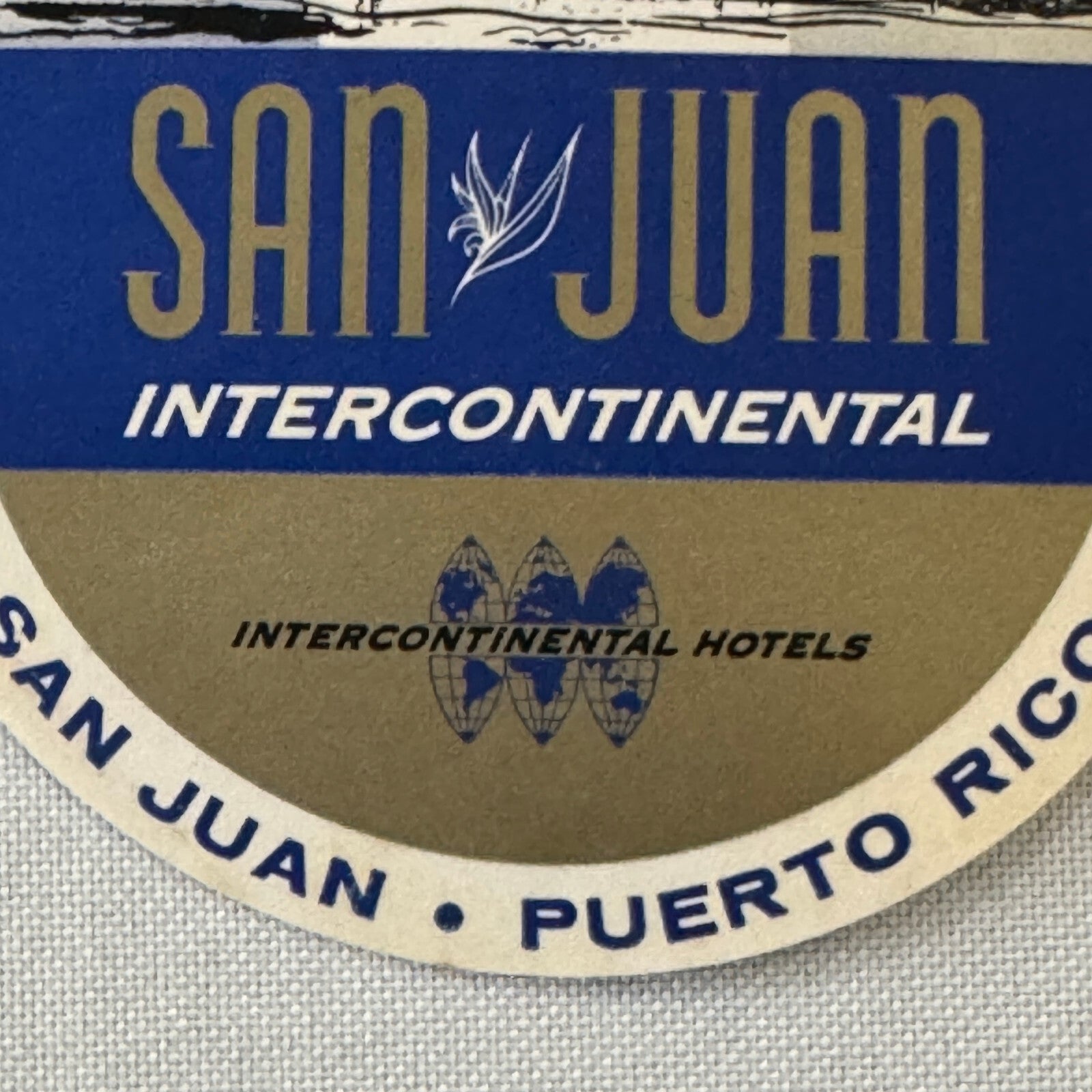 Vintage Hotel Travel Label San Juan Puerto Rico Intercontinental Hotel