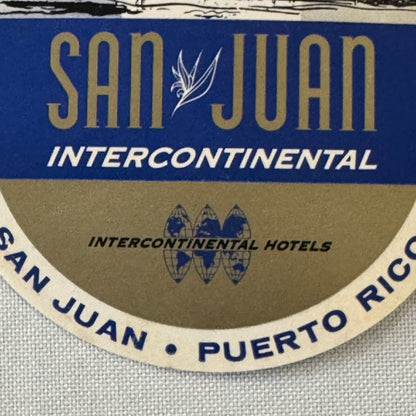 Vintage Hotel Travel Label San Juan Puerto Rico Intercontinental Hotel