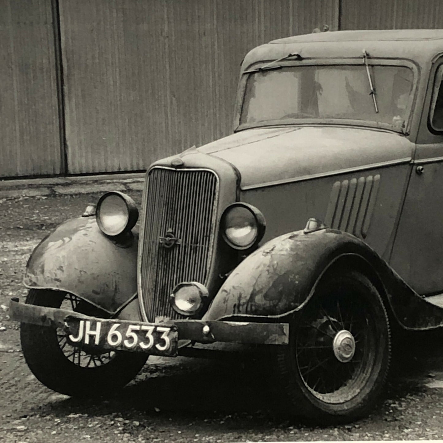 Vintage 1933 Ford Model Y Tudor Saloon Car Photo Photograph Print Barn Find 