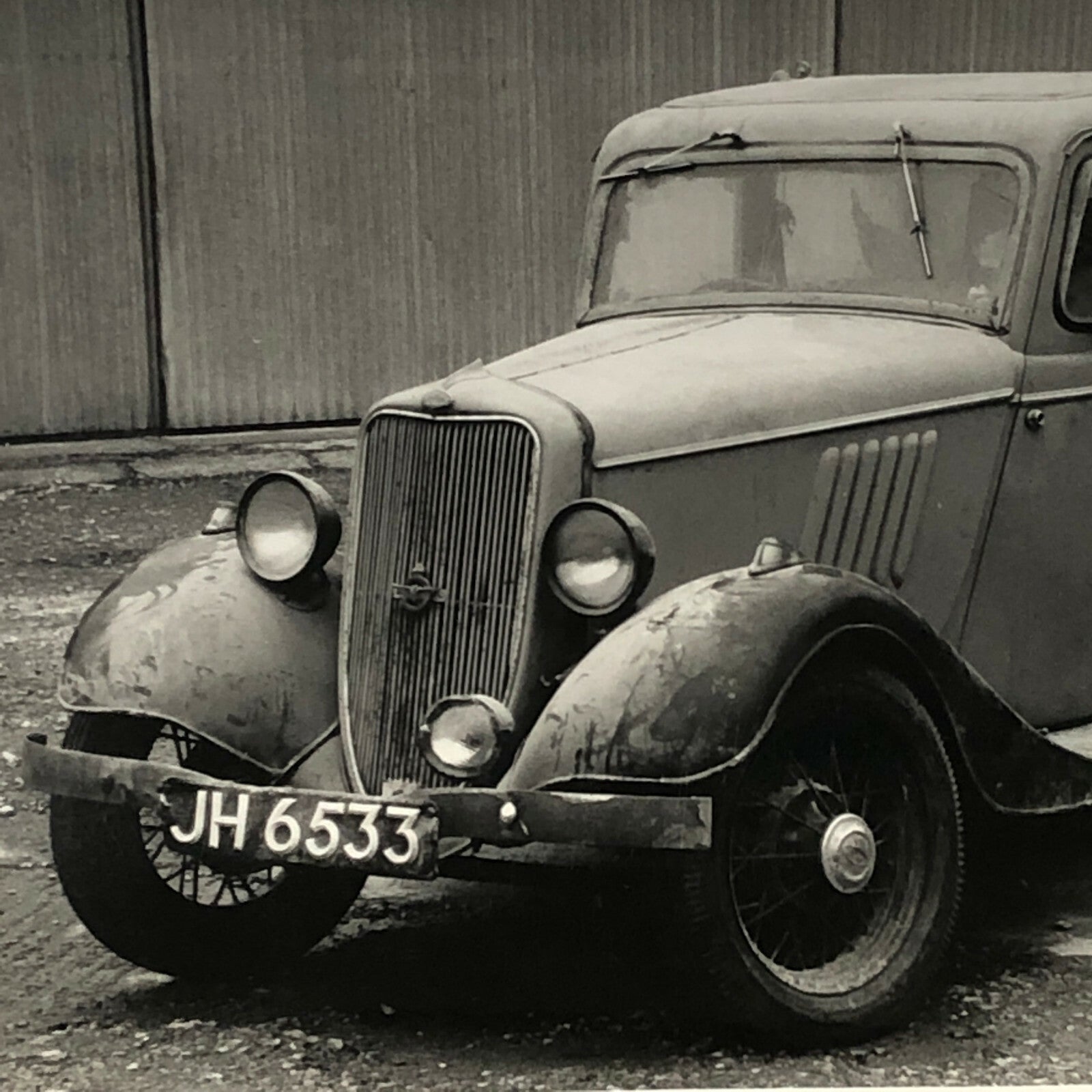 Vintage 1933 Ford Model Y Tudor Saloon Car Photo Photograph Print Barn Find 