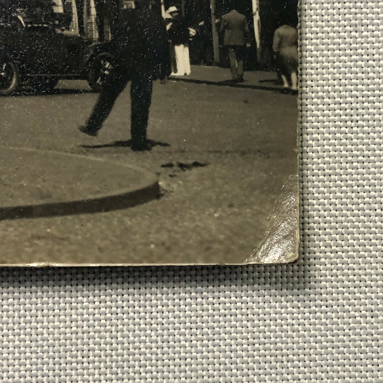 Vintage Antique Photo Photograph Cars on Street Scene Fiat ? 