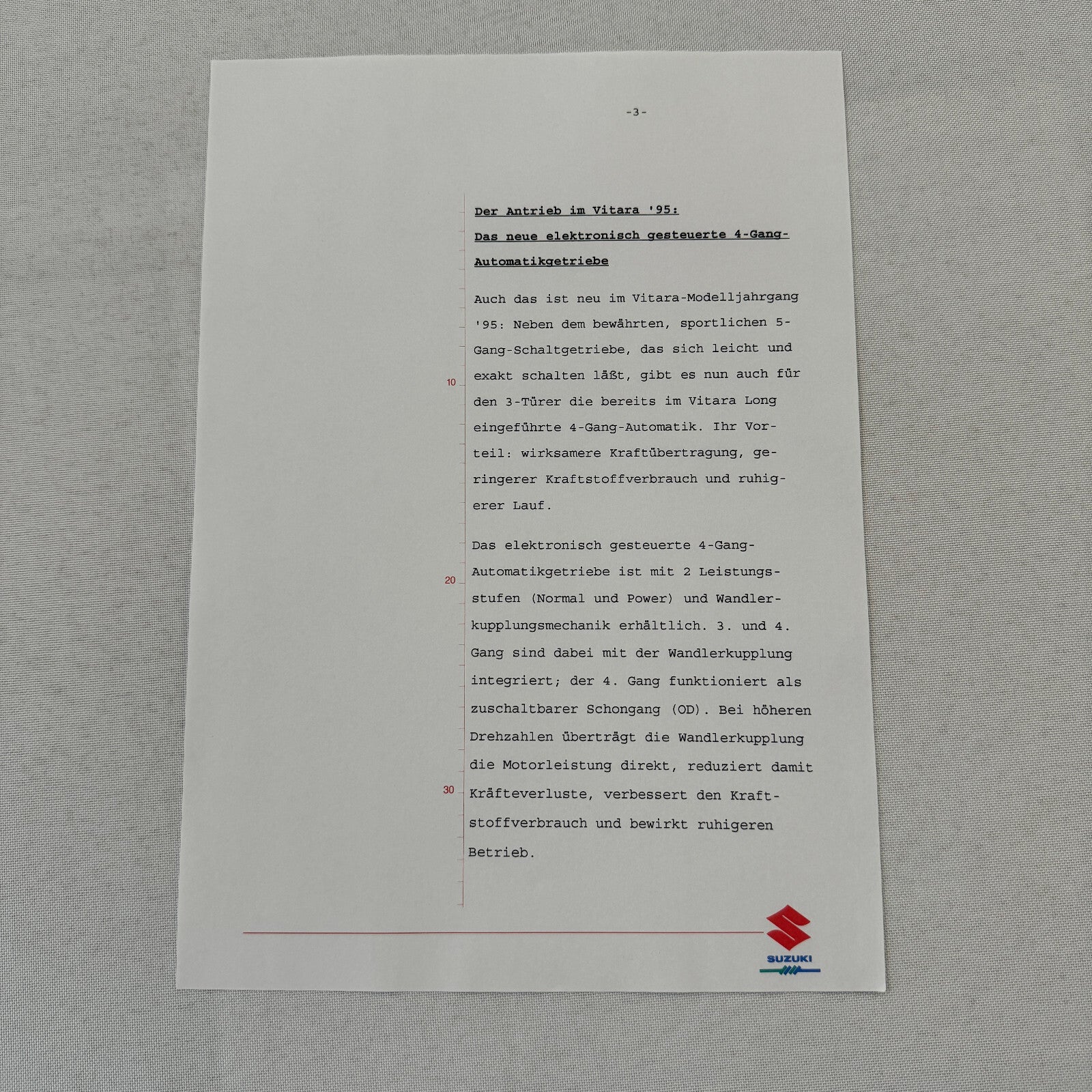 1995 Suzuki Vitara Press Kit German Text European Market Brochure Photos