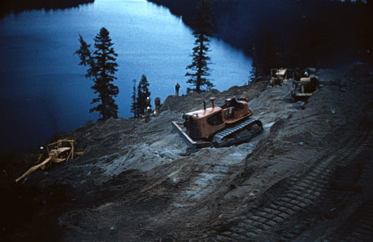 35mm Slide Vintage Image California Highway Construction Equipment Tractor