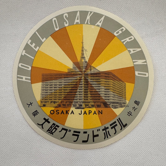Vintage Travel Luggage Label Hotel Osaka Grand Osaka Japan