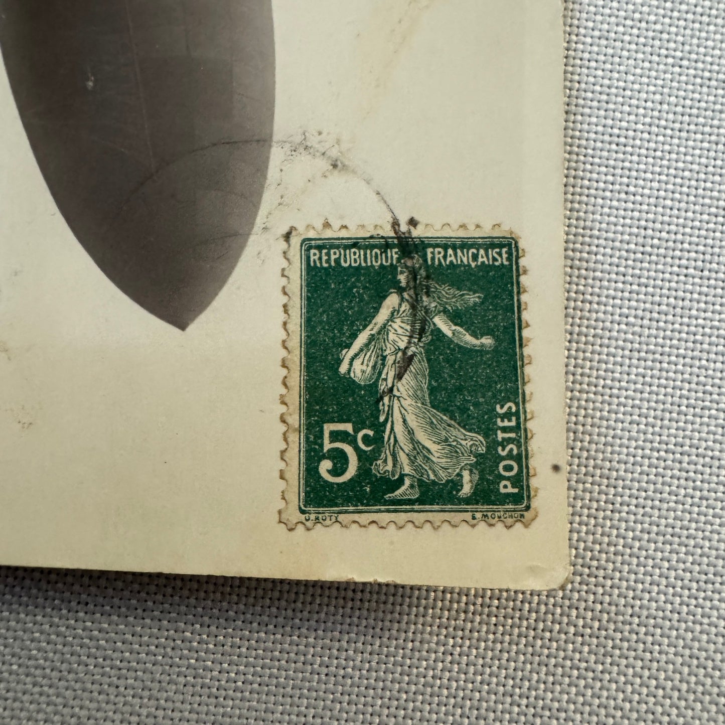 Vintage Zeppelin Airship Dirigible Real Photo Postcard RPPC French Le Temps