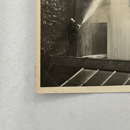 Paris France Fireman Firefighter Press Photo Photograph Demo Hose Invention Fire