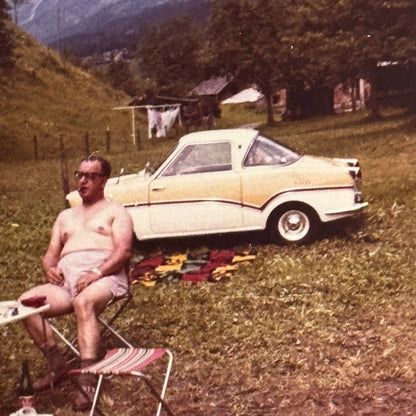Micro Car at Camp Site Photo Photograph Print Vintage Snapshot Lot 3x Germany