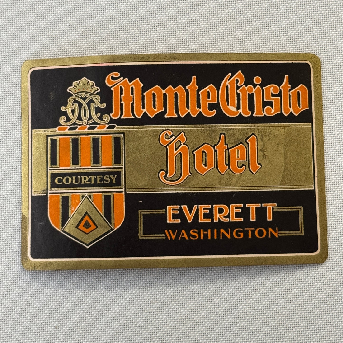 Vintage Hotel Travel Label Monte Cristo Hotel Everett Washington