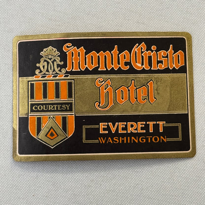 Vintage Hotel Travel Label Monte Cristo Hotel Everett Washington