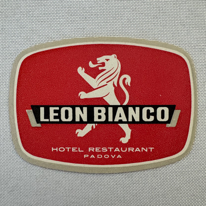 Vintage Hotel Travel Label Leon Bianco Hotel Restaurant Padova Italy Italian