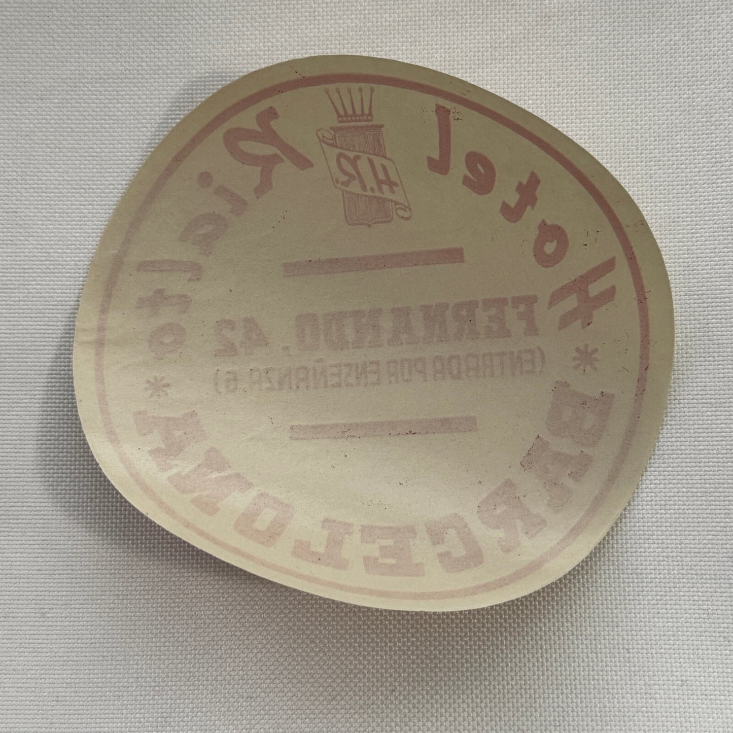 Vintage Travel Luggage Label Hotel Rialto Barcelona Spain Spanish