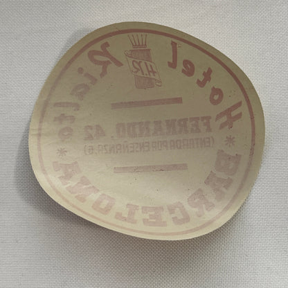 Vintage Travel Luggage Label Hotel Rialto Barcelona Spain Spanish