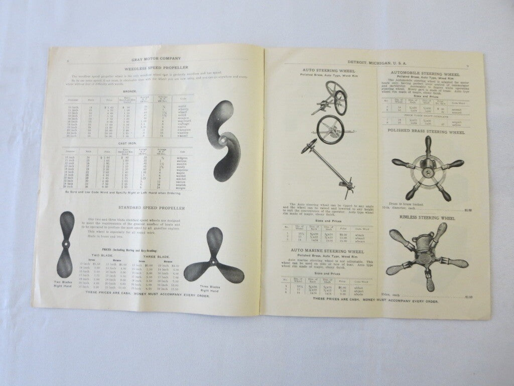 1909 Gray Motor Company Boat & Engine Accessory Sales Brochure Catalog 