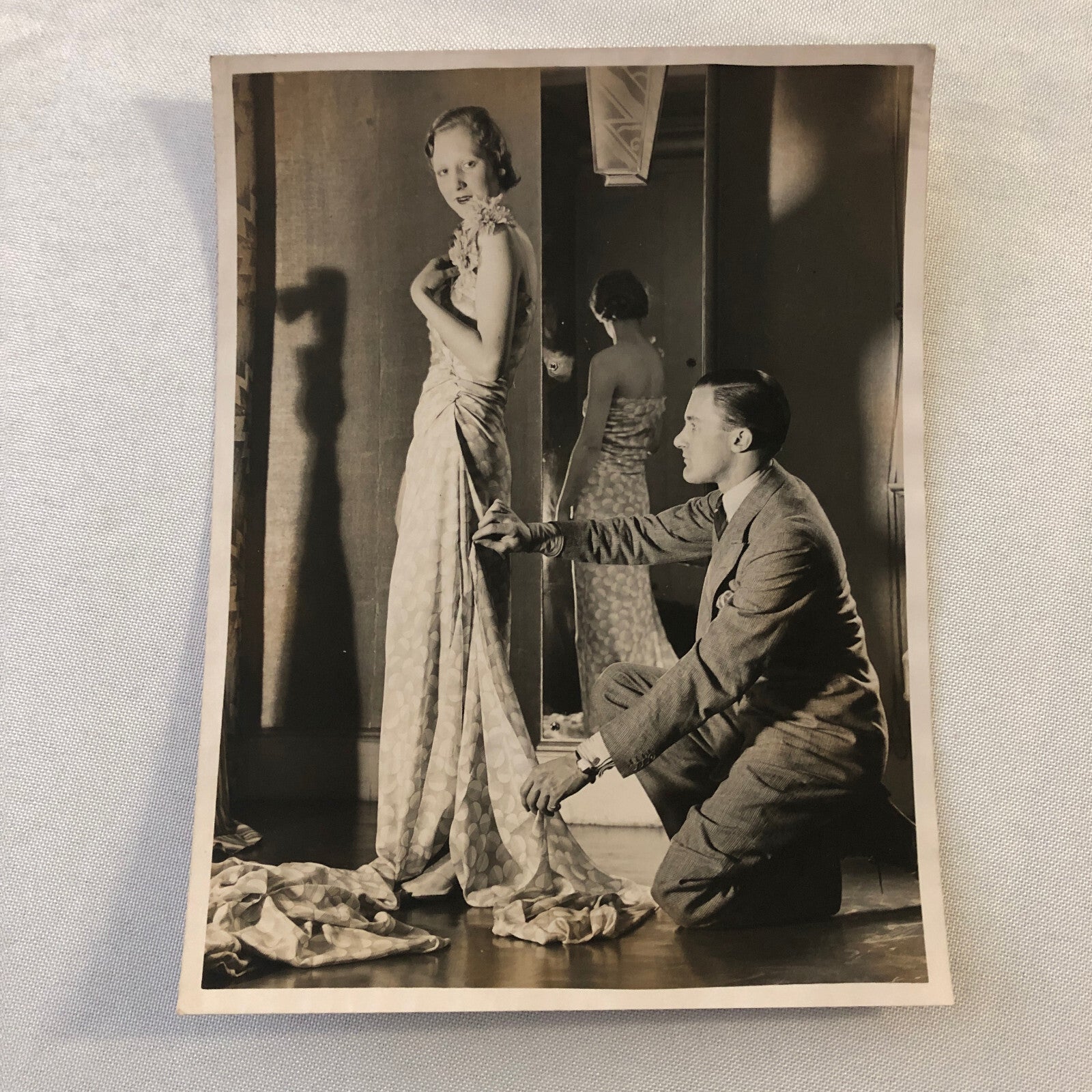 Vintage Press Photo Photograph British Fashion Dress Designer Dennis Glenny 1933