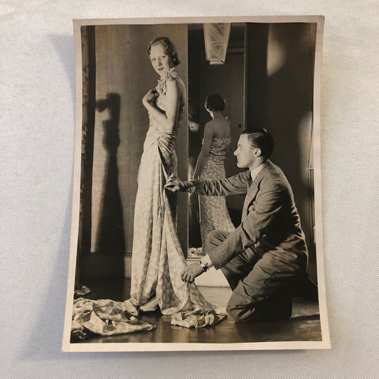 Vintage Press Photo Photograph British Fashion Dress Designer Dennis Glenny 1933