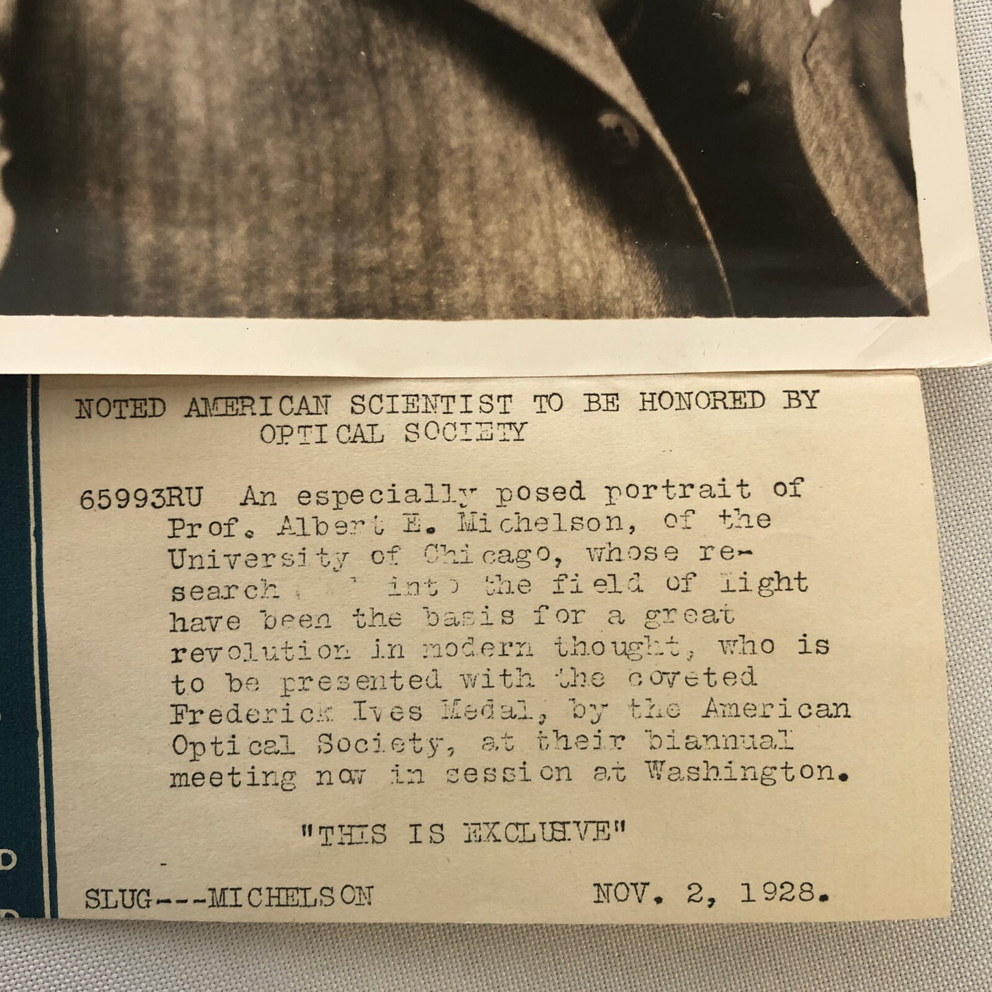 Press Photo Photograph Scientist University of Chicago Albert G Michelson Optics