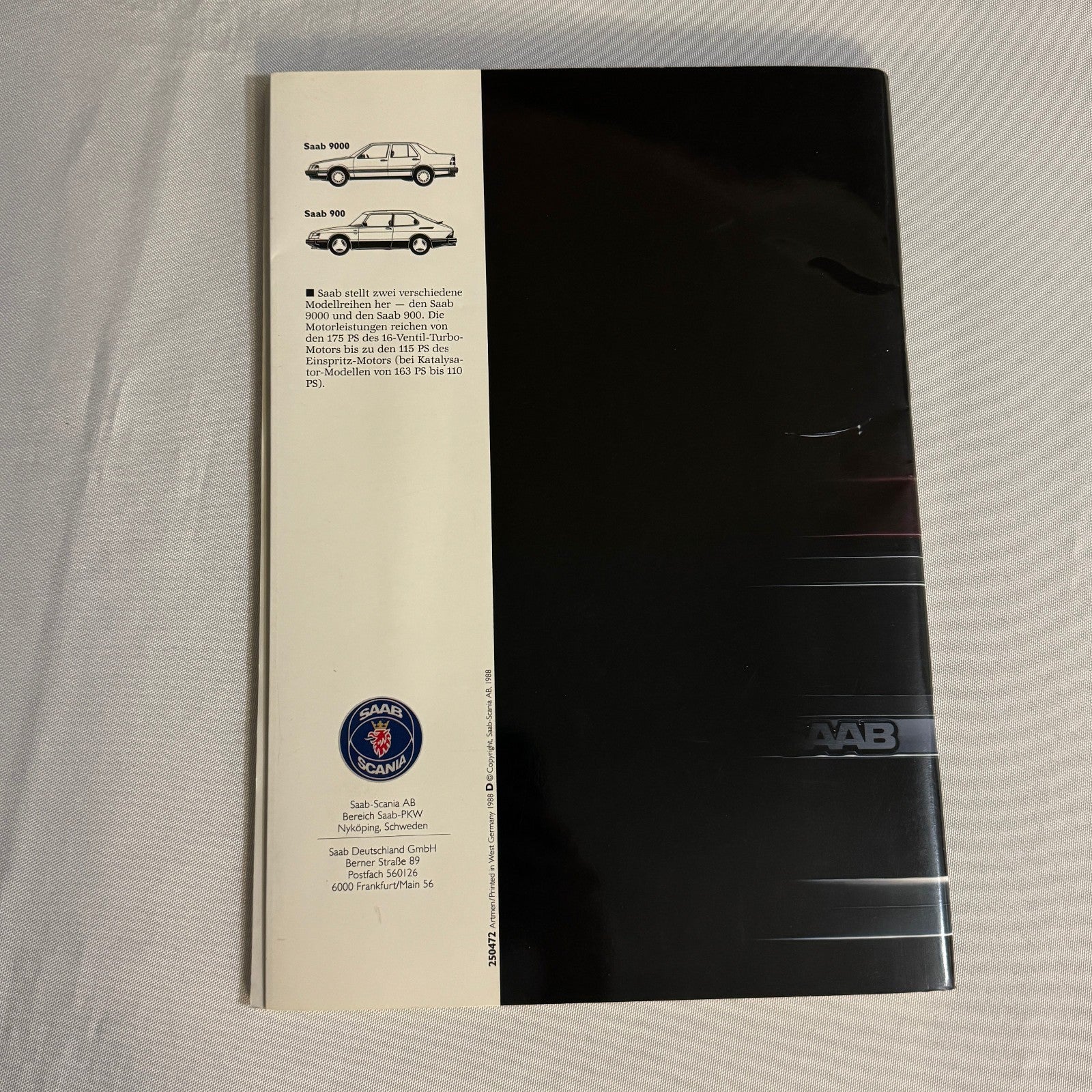 Vintage Saab 900 Car Sales Brochure Catalog 900 Cabriolet 900 Turbo 16S GERMAN