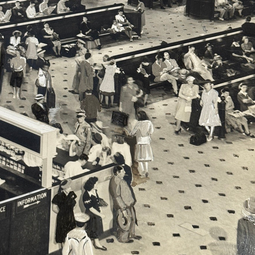 Vintage Train Station Railroad Photograph Washington DC Crowd People Photo Print