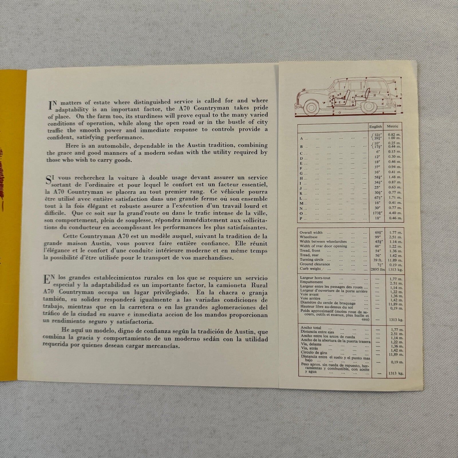 Austin A70 Countryman Car Sales Brochure Catalog Advertising Vintage