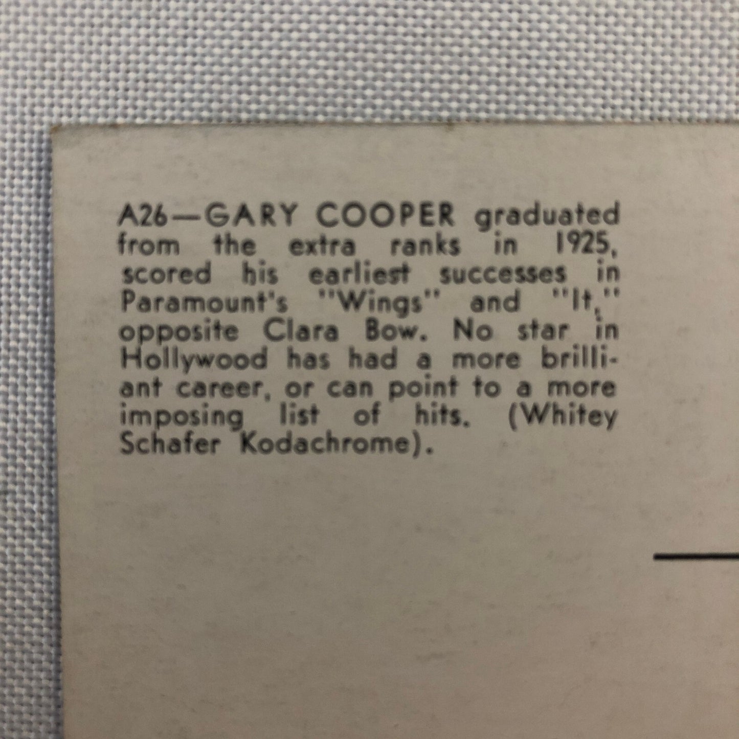 Vintage Gary Cooper Actor Postcard Post Card 