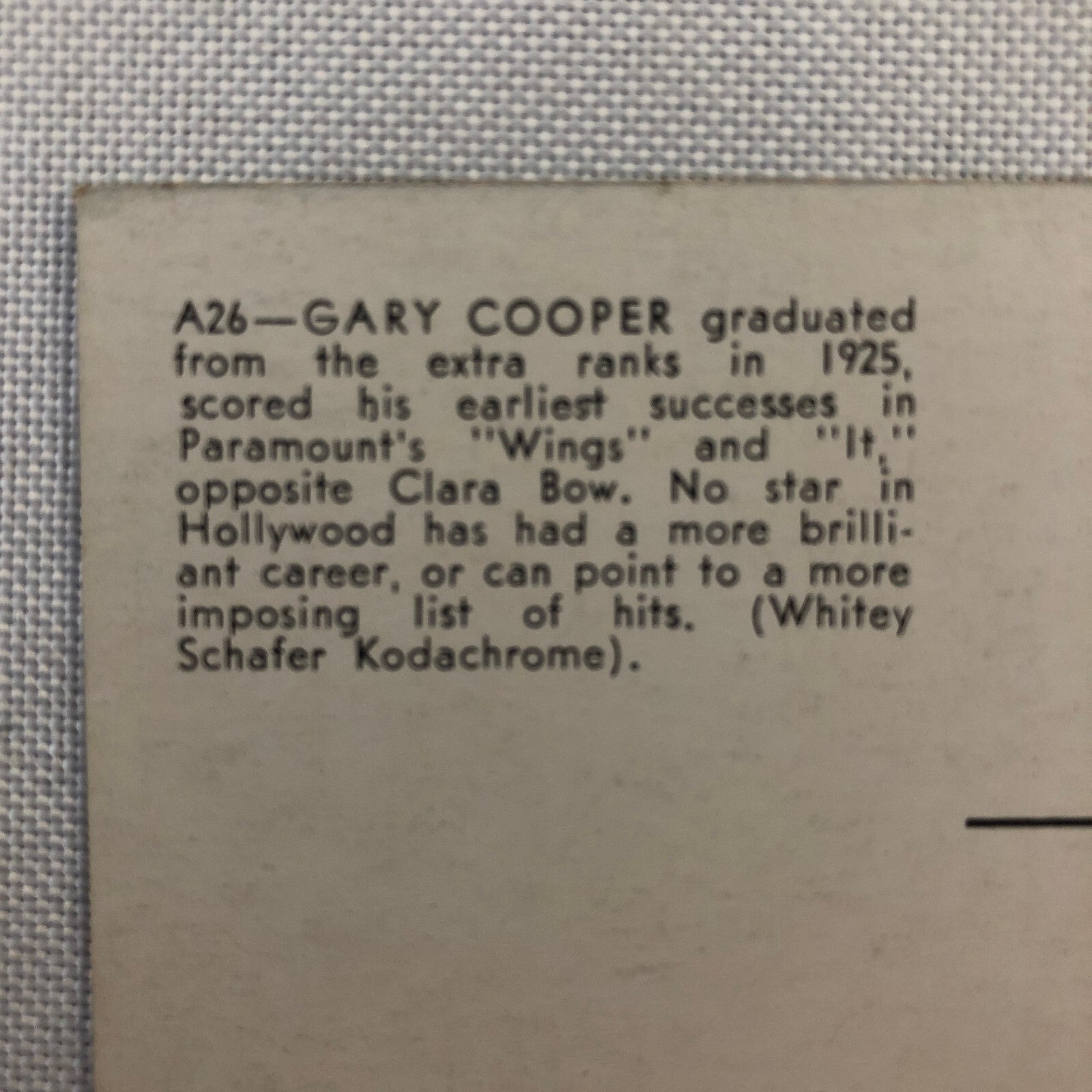 Vintage Gary Cooper Actor Postcard Post Card 