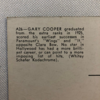 Vintage Gary Cooper Actor Postcard Post Card 