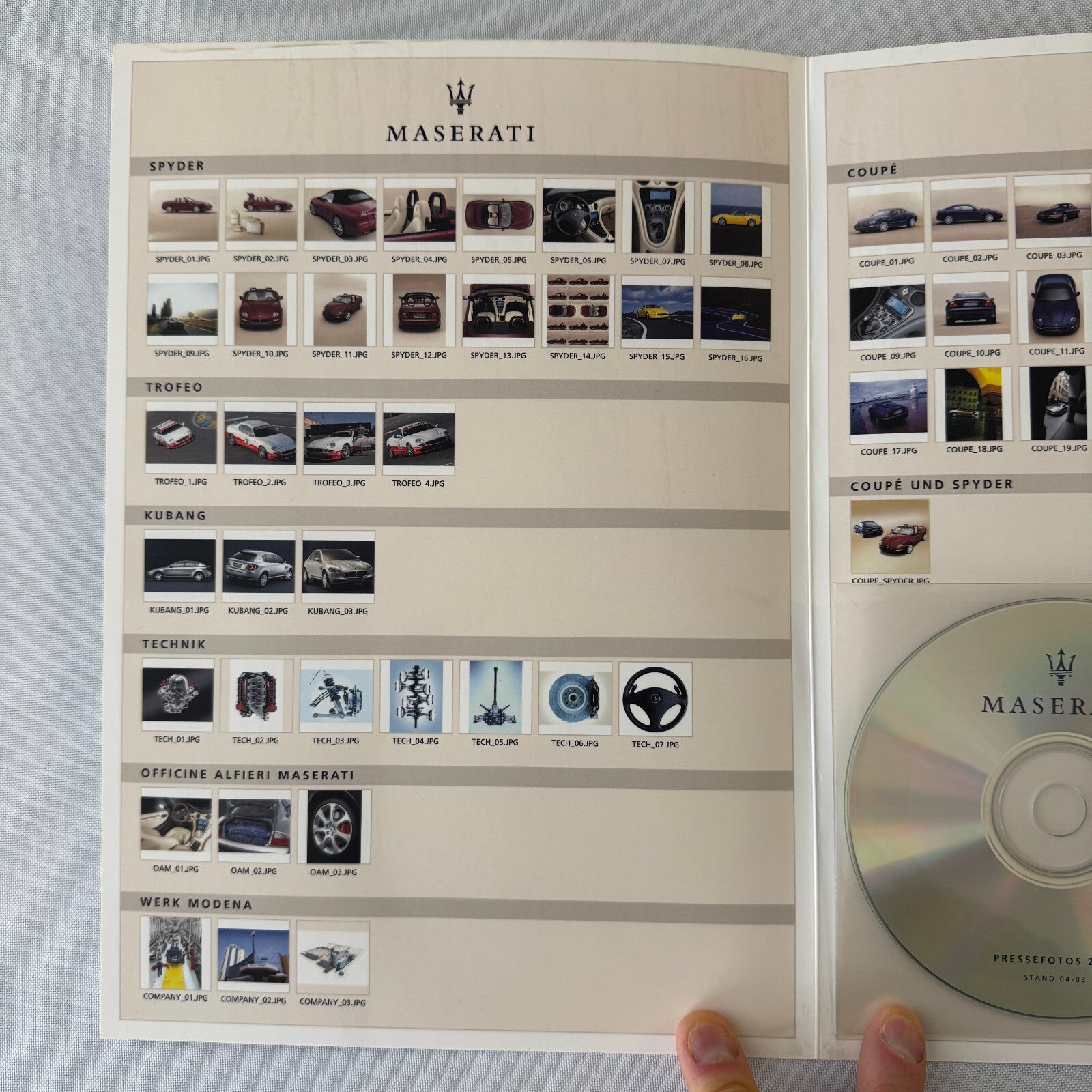 2003 Maserati Coupe & Maserati Spyder Press Kit Brochure Photo CD