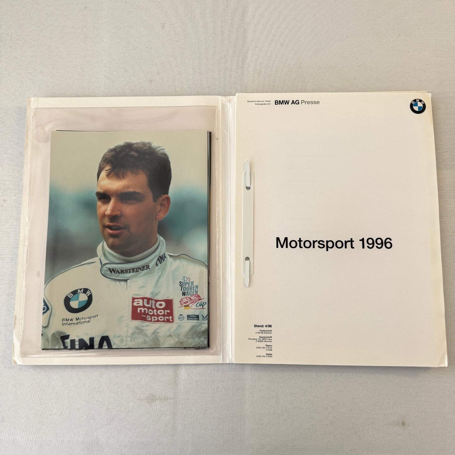 1996 BMW Racing Motorsport Press Kit McLaren F1 GTR BMW 320i Race Car GERMAN
