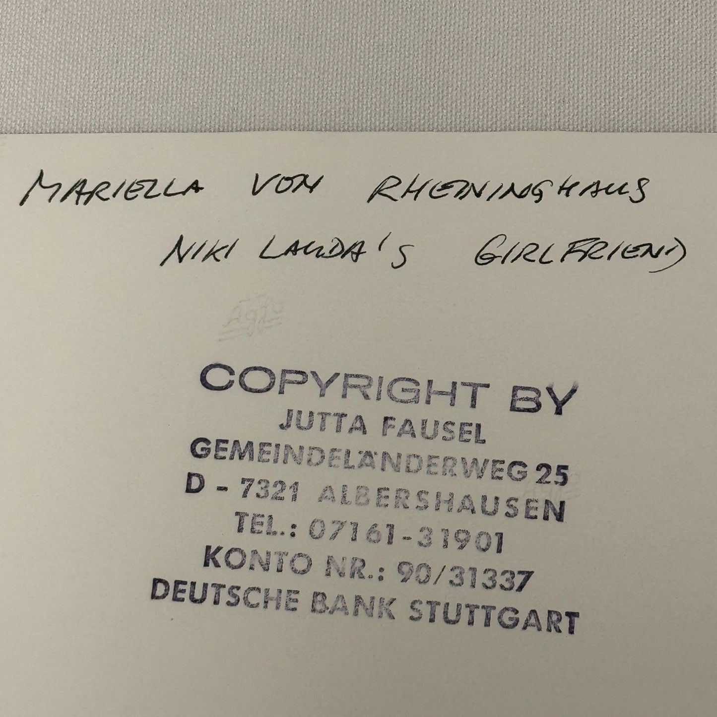 Vintage Racing Photo Niki Lauda Girlfriend Mariella von Reininghaus 1972 Spain