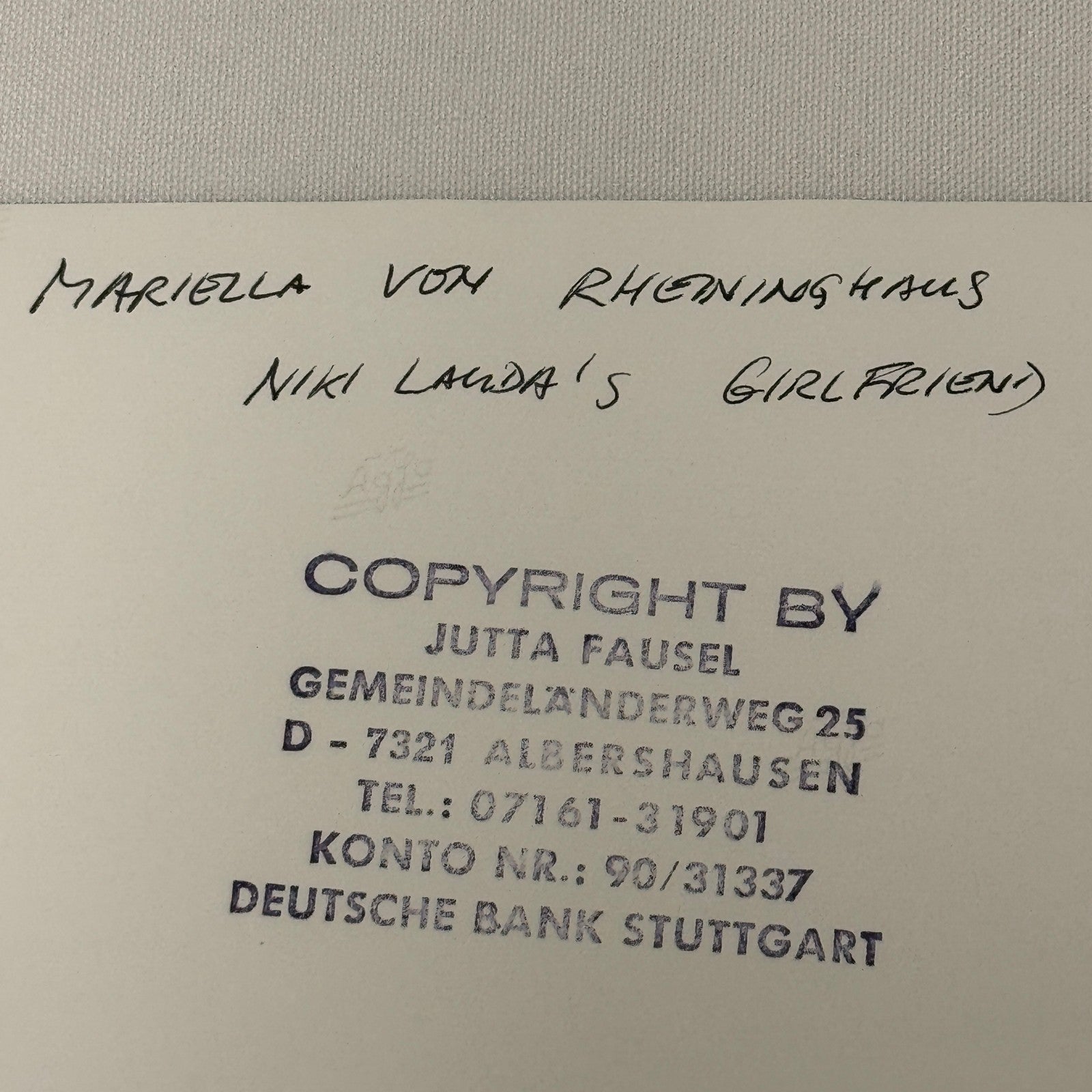 Vintage Racing Photo Niki Lauda Girlfriend Mariella von Reininghaus 1972 Spain