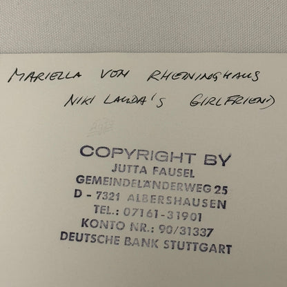 Vintage Racing Photo Niki Lauda Girlfriend Mariella von Reininghaus 1972 Spain