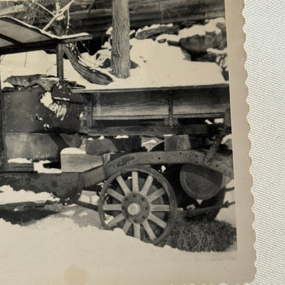 Vintage Truck Photo Photograph Print Snapshot Jalopy Barn Find Junkyard in Snow