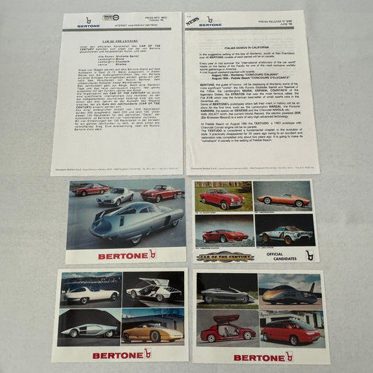 Bertone Press Kit 1998 Lamborghini Miura Countach Lancia Stratos Alfa Romeo +
