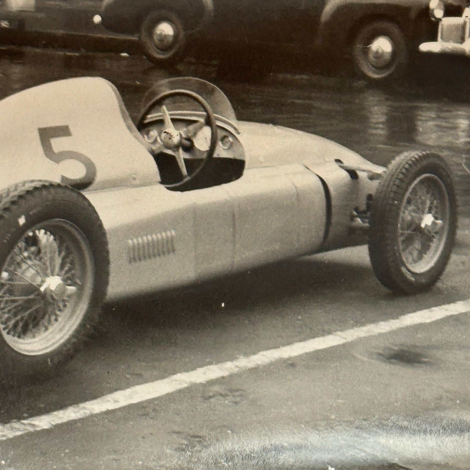 Vintage Racing Car Photo Photograph Print Unidentified Car