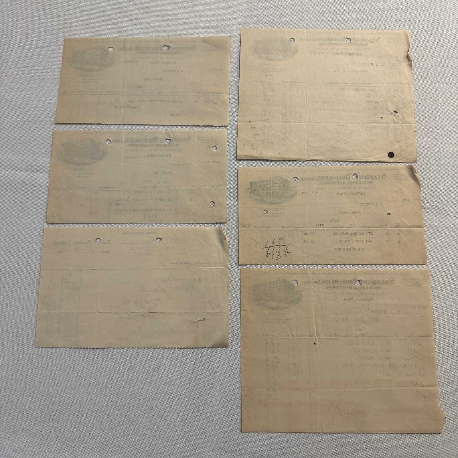 Standart Brothers Detroit Michigan Receipt Document Letterhead 1908 Lot 6x