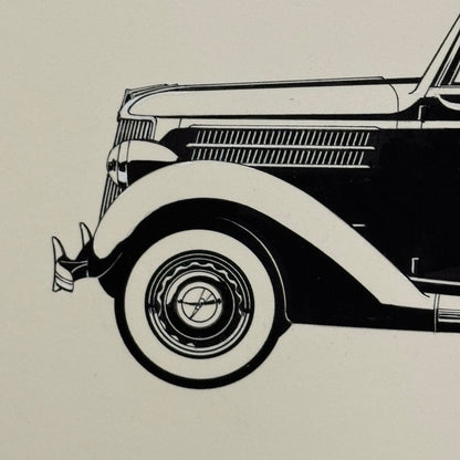 1936 Ford Club Cabriolet Automobile Illustration Art Drawing Hand Drawn