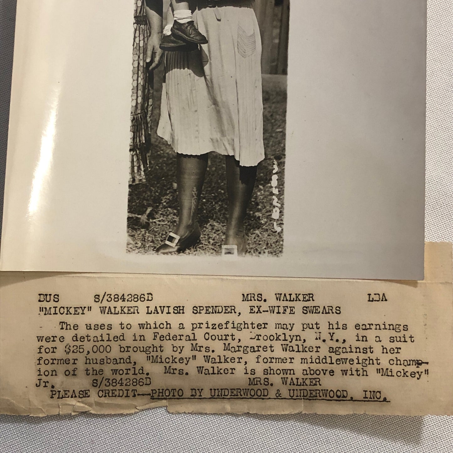 Press Photo Photograph Heavyweight Boxer Mickey Walker Wife Support Lawsuit