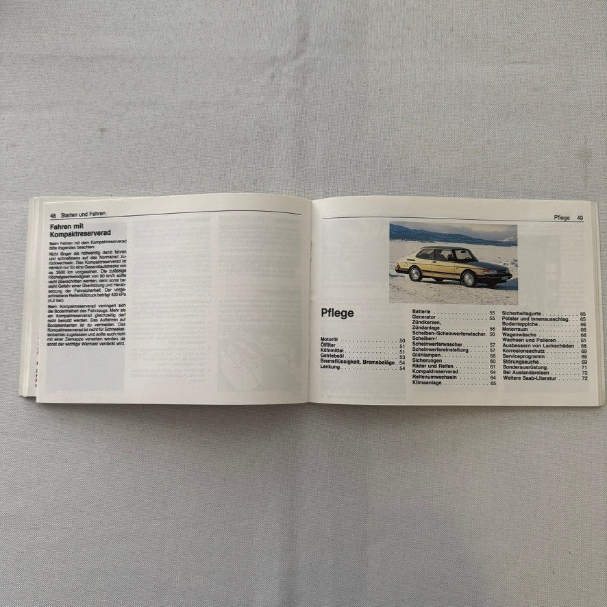 1993 Saab 900 Owners Manual Instruction Guide Book Saab Turbo GERMAN