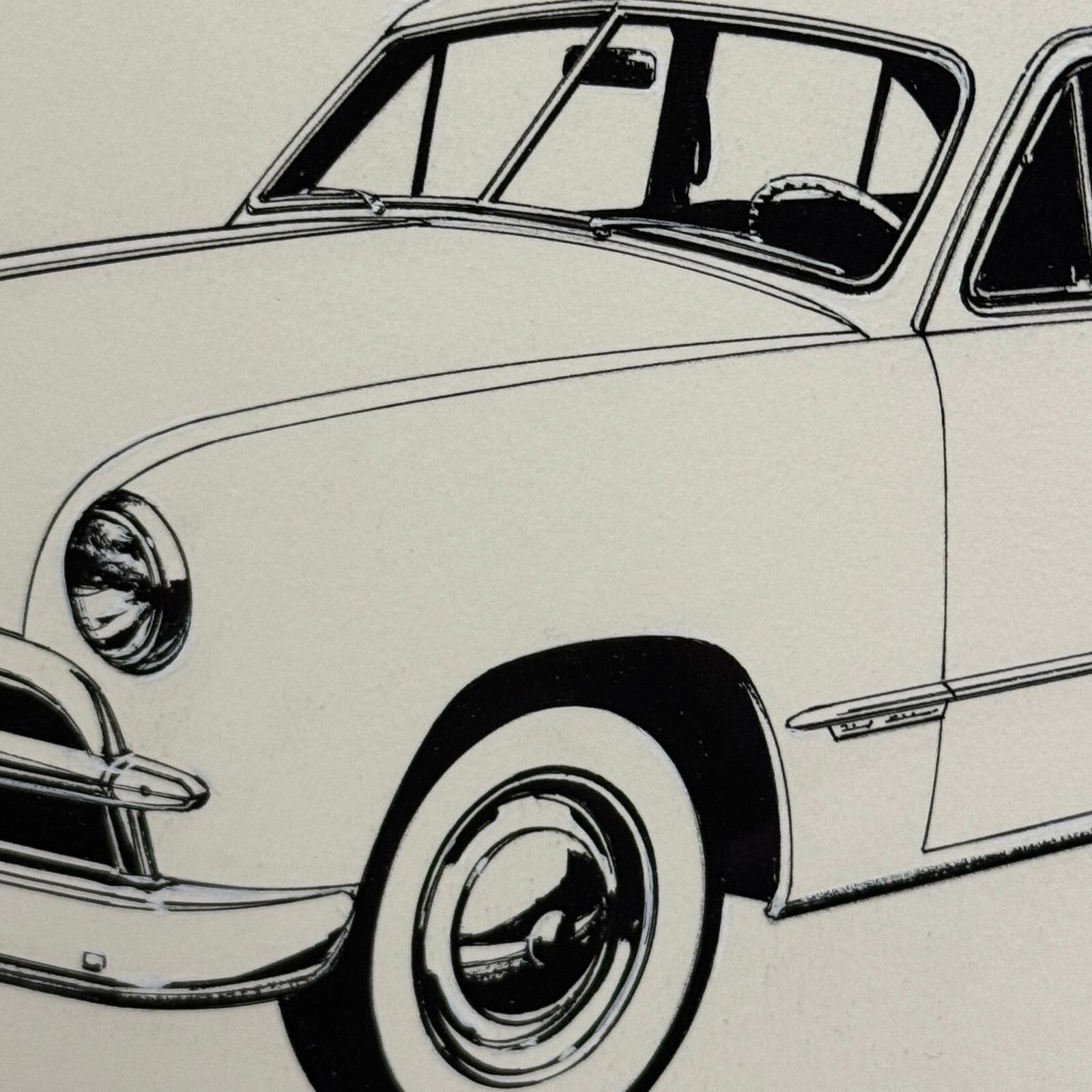1949 Ford Custom Tudor Car Illustration Art Drawing Hand Drawn Robert Preis